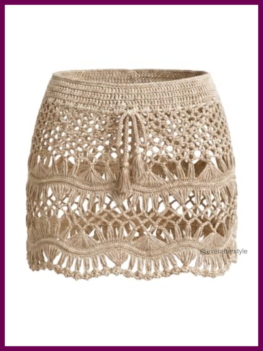 Crochet Mini Beach Cover Up Skirt Drawstring Sheer Swimwear